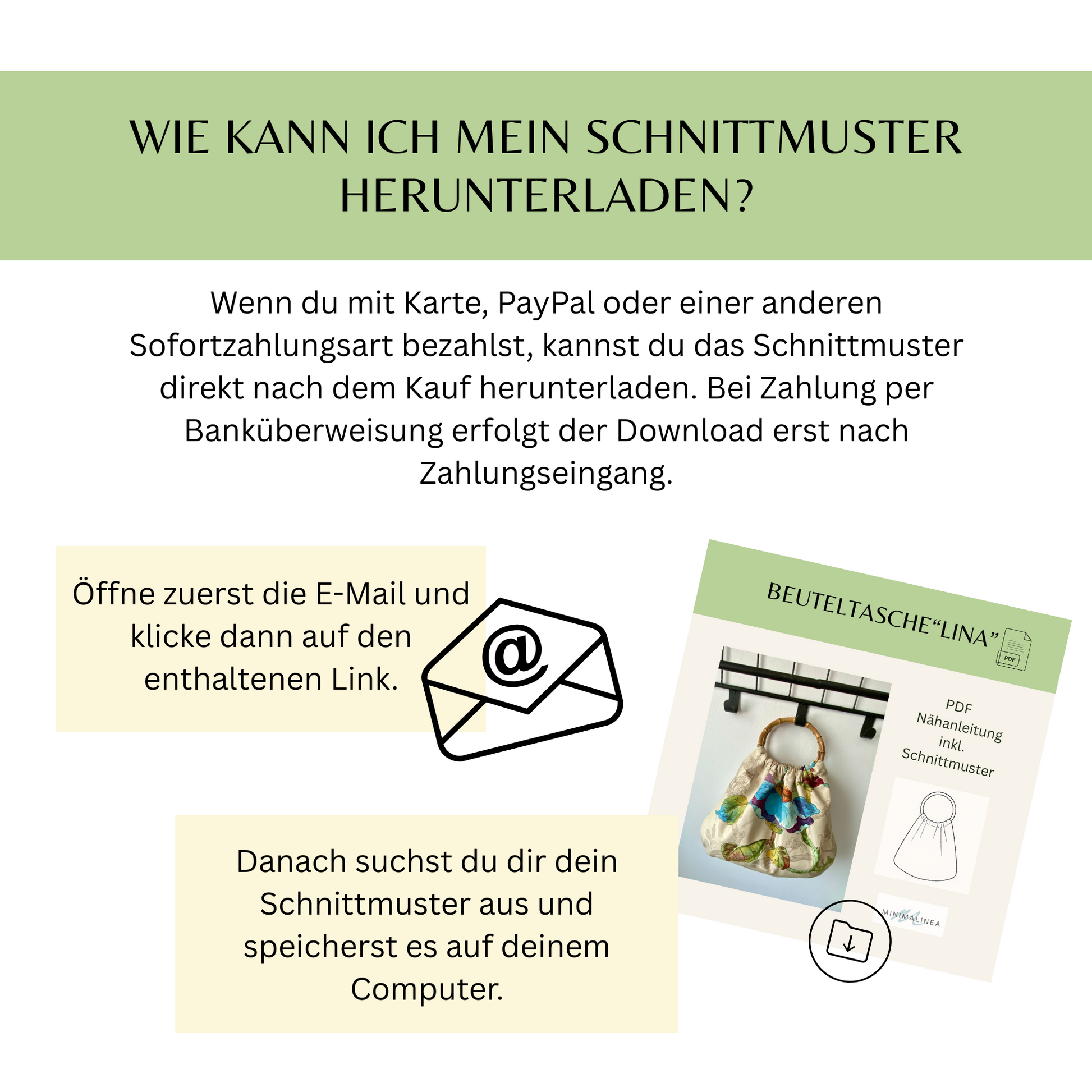 Beuteltasche "LINA"- PDF Nähanleitung inkl. Schnittmuster