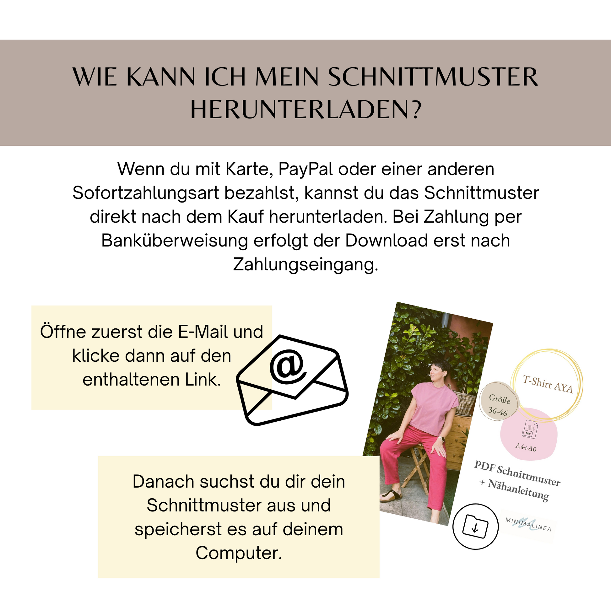 Damen T-Shirt "AYA" 36-46 - PDF Schnittmuster inkl. Nähanleitung
