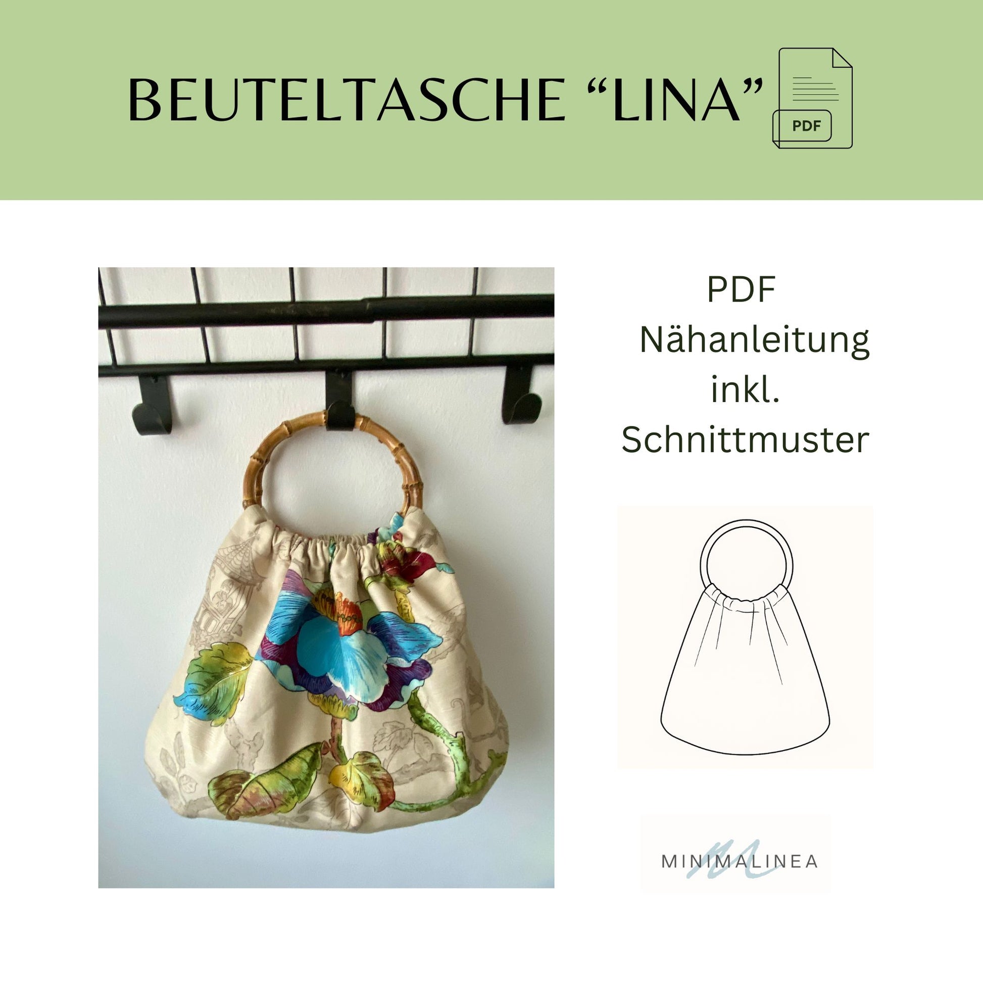 Beuteltasche "LINA"- PDF Nähanleitung inkl. Schnittmuster