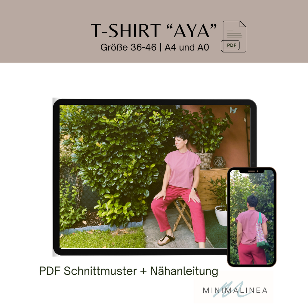 Damen T-Shirt "AYA" 36-46 - PDF Schnittmuster inkl. Nähanleitung