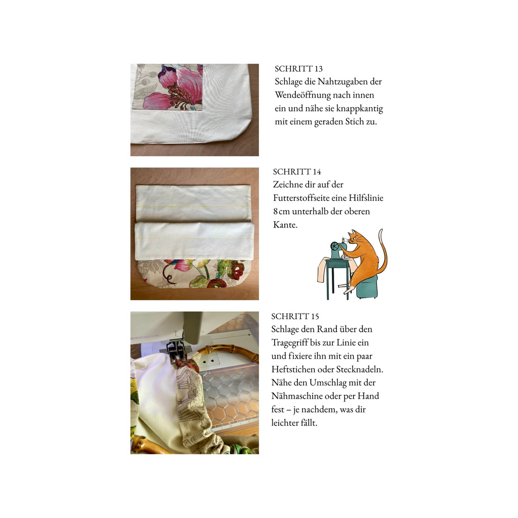 Beuteltasche "LINA"- PDF Nähanleitung inkl. Schnittmuster