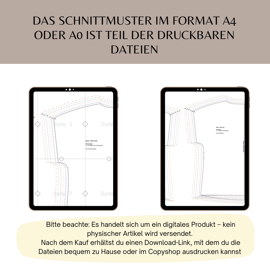 Damen T-Shirt "AYA" 36-46 - PDF Schnittmuster inkl. Nähanleitung