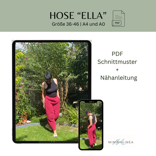 Damenhose "ELLA" 36-46 - PDF Schnittmuster inkl. Nähanleitung